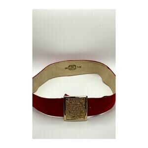 CHRISTIAN DIOR Unisex Red Suede Square-Buckle Belt SZ M/L